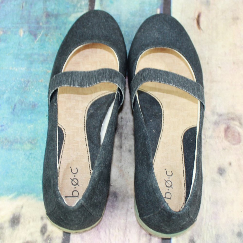 Boc Black Charcoal Fabric Mary Jane Slip On Flats Shoes Size 7 M - Picture 9 of 9